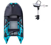 Gommone GLADIATOR ACTIVE C330AD black turquoise - gommone gonfiabile con pavimento in drop-stitch - set: con motore elettrico PARSUN JOY 1,2 kW