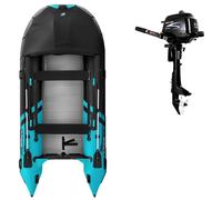 Gommone GLADIATOR ACTIVE C420AL black turquoise - gomone gonfiabile con pavimento in alluminio - set: con motore a scoppio PARSUN F5 BMS 3,6 kW