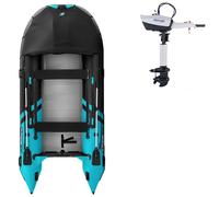 Gommone GLADIATOR ACTIVE C420AL black turquoise - gomone gonfiabile con pavimento in alluminio - set: con motore elettrico PARSUN JOY 1,2 kW