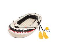 Gommone Resistente per 1 Adulto ed 1 Bambino Ideale per Mare, Lago e Fiume - Canotto Gonfiabile con Manico per il Trasporto, Linea d'Ancoraggio e 2 Pagaie, in PVC, 188x98x30cm, Beige