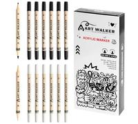 GomTrynxil Set di 12 pennarelli acrilici, impermeabili, colore bianco, nero, in acrilico, a doppia punta, impermeabili, colori acrilici, set di penne per pietre, vetro, legno, tela, metallo