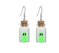 Gonashow Orecchini fantasma, collana fantasma, fantasma in una bottiglia orecchini collana adotta un fantasma in fiala bottiglia bagliore nel buio fantasma, orecchini di Halloween gioielli per donne