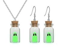 Gonashow Orecchini fantasma, collana fantasma, fantasma in una bottiglia orecchini collana adotta un fantasma in fiala bottiglia bagliore nel buio fantasma, orecchini di Halloween gioielli per donne