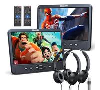 GOnavidio 10.1 pollici doppio lettore DVD con ingresso HDMI, cuffie, staffe di montaggio, supporto USB/SD Card, AV in/out, ultima memoria, riproduzione di uno stesso o due film, senza batteria