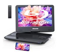 GOnavidio Lettore Blu Ray portatile da 15,6" con schermo da 13,3" 1080p, batteria ricaricabile, supporto ingresso HDMI e uscita HDMI, schermo di sincronizzazione, uscita e ingresso AV, Dolby Audio