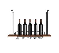 GONCBKVN Scaffale per montaggio a soffitto per portabottiglie, mensole sospese industriali con supporto in vetro, espositore per bottiglie di vino a soffitto, per casa, ristorante, bar