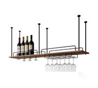 GONCBKVN Scaffale per montaggio a soffitto per portabottiglie, mensole sospese industriali con supporto in vetro, espositore per bottiglie di vino a soffitto, per casa, ristorante, bar