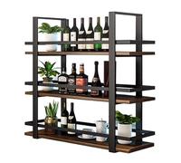 GONCBKVN Scaffale portabottiglie da parete, scaffale espositivo per bottiglie di vino in metallo e legno a 3 livelli, mensole sospese, mensole portaoggetti sospese per bar, cucina, sala da pranzo