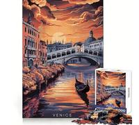Gondola al tramonto di Venezia - Puzzle da 1000 pezzi per adolescenti - Allenamento intelligente - Evasione rilassante - Taglio perfetto - Sorpresa di Natale (38x26cm)