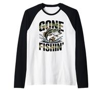 Gone Fishin - Divertente Design per Pesca alla spigola Maglia con Maniche Raglan