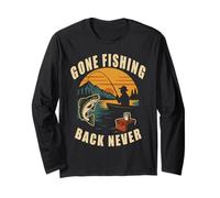 Gone Fishing Back Never Pesca Maglia a Manica