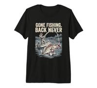 Gone Fishing Back Never Pesca Pesca Maglietta Premium