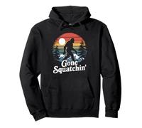 Gone Squatchin Sasquatch Tramonto retrò Camping Bigfoot Felpa con Cappuccio