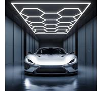 Gonengo Luci Esagonali LED Garage, Lampada LED a Nido d'Ape, 442W 48600LM 6500K Luce per Garage, Autolavaggi, Palestre, Cantina, ecc
