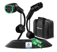 GONEO - Cavo di ricarica tipo 2 11KW 7M 16A per auto elettrica trifase tipo 2 EV/PHEV, cavo con borsa per il trasporto, compatibile con 3/S/X/Y/e-208/ID.5/E-Tron/IONIQ 5/ Zoe/e-Golf