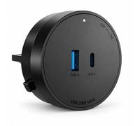 GONEO Modulo USB-A E USB-C PD 20W Nero Per Power Track | 2 Porte, Ricarica Rapida, 5V 3A, 9V 2,22A, 12V 1,67A, ON/OFF Individuale, Pulsante Di Sblocco, Brevettato