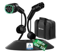 GONEO Tipo 2 Cavo di Ricarica 22kW 10M 32A Cavo di Ricarica Auto elettrica Tipo 2 3 modalità Fase 3 per E Auto EV/PHEV Tipo 2 su Tipo 2/CSS2 EV Cavo di Ricarica con Custodia per Il Trasporto