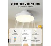 GONEO Ventilatori da soffitto senza lama con luci Temporizzatore telecomandato Plafoniera a LED dimmerabile da 30 W con ventola Ventilatore da soffitto con motore CC