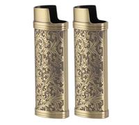 Gonetre Copertura più Leggera Copertura Vintage Vintage Floral Stamped in Lega di Zinco Sushe Protettiva per Tela per gli Appassionati più Leggeri Collezionisti 2 Pcs (Bronzo)