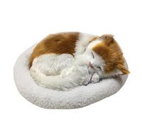 Gonetre Giocattolo per Gatto Sonnifero Realistico Bambola Animale di Peluche con Simulazione del Respiro Morbido Coccolone da Compagnia per Bambini Decorazioni per la Casa Artificiale (Giallo Tabby