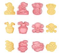 Gonetre Halloween Stampo per biscotto 3D Stampi per fondenti Strumenti da forno per decorazioni di Halloween fai da te Set da 6 pezzi con castello strega gufo pipistrello zucca osso umano fantasma