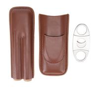 Gonetre Mini portasigari da viaggio in pelle portatile con tagliasigari porta sigari per 2 sigari Business Office
