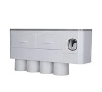 Gonetre Porta dello Spazzolino da Denti a Parete Set con Distributore di Dentifricio Automatico Squeezer Multifunzionale per Bagno per Latte per Casa Usa Grigio