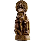 Gonetre Statua della Dea Norrena con Gatti Guardiani, Statuetta in Resina