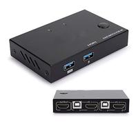 Gonetre Switch KVM con 2 ingressi e 1 uscita, dispositivo di condivisione | Alloggiamento in metallo, uscita 4K 30Hz, plug and play per l'uso comune della tastiera del mouse, supporta 2 host