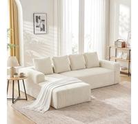 gonew21 Cloud Couch Divano 261 cm a forma di L chaise longue destra beige | Moderno divano modulare senza montaggio, 72 ore, anima a molle in schiuma altamente elastica, per soggiorno, camera da letto