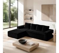 gonew21 Cloud Couch Divano 261 cm a forma di L chaise longue destra nero | Moderno divano modulare senza montaggio, 72 ore, anima a molle in schiuma altamente elastica, per soggiorno, camera da letto