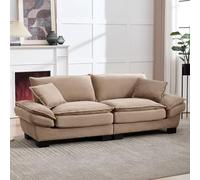 gonew21 Divano a 2 posti con seduta ultra profonda e 2 cuscini: morbido rivestimento in velluto, piccolo divano per soggiorno, camera da letto e ufficio, braccioli imbottiti, cachi, 224 x 81 x 81 cm