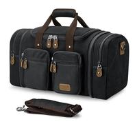 Gonex Borsone da viaggio in tela, espandibile e resistente all'acqua, 50 l, borsone da portare con sé durante la notte, weekender, borsa da palestra con tasca separata e manico per valigia, grigio