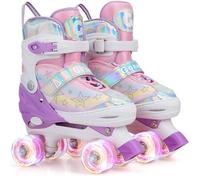 Gonex Pattini a Rotelle per Bambine Bambini con Ruote Illuminate | 4 misure regolabili, ruote LED luminose, cuscinetti ABEC-7, triplo supporto, uso interno & esterno