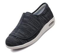 Gonfi Scarpe da Passeggio Regolabili,con Piedi gonfi Pantofole Extra Larga Scarpe per Uomo Memory Foam Sandali da Uomo adattive Antiscivolo Larghezza.Black Gray,45