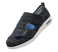 Gonfi Scarpe da Passeggio Regolabili,Diabetiche per Edemi Piedi Gonfi e Sformati Artrosi Scarpa Ortopedica Gli Anziani con gonfi Pantofole.Black Gray,43