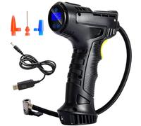 Gonfia Gomme Auto Portatile 12V, Compressore Aria Cordless Digitale con 4 Ugelli, Auto-Stop, Gonfiatore Elettrico per Veicoli, Bici, Palloni, Oggetti Gonfiabili