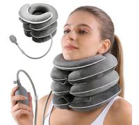 Gonfiabile per la trazione cervicale, estensore per il collo regolabile con design di allungamento a 3 strati, cuscino ergonomico per il collo, per alleviare il dolore, per casa, ufficio, in viaggio
