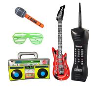 Gonfiabili Musicali, 5 Pezzi Strumenti Musicali Gonfiabili, Strumenti Giocattolo Gonfiabile, Gonfiabile Chitarra Radio Microfono Telefono, per Carnevale Compleanno Ragazzi Ragazze