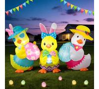 Gonfiabili pasquali decorazioni per esterni 2,5 m coniglietto anatra pollo soffiare decorazioni da cortile con luci LED uova di Pasqua giardino prato patio esterno vacanza primavera festa decorazione