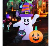 Gonfiabili per Halloween da 1,5 m, graziose decorazioni di Halloween gonfiabili per esterni, fantasma mago esplosivo con zucca gatto nero, per giardino, prato, decorazione interna per feste