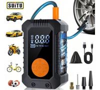 Gonfiatore digitale per pneumatici 140 PSI, pompa d'aria elettrica portatile per auto, adatta per auto e motociclette, con luce LED, 1800mAh ABS