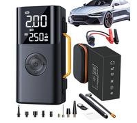 Gonfiatore per pneumatici di avviamento di salto - Booster portatile batteria auto 10.000 mAh, pompa compressore d'aria digitale | Torcia elettrica LED di emergenza per moto, batteria esterna compatta