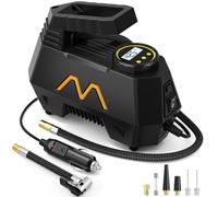 Gonfiatore per pneumatici portatile con compressore, pompa ad aria DC 12 V per pneumatici auto con manometro digitale e luce di emergenza LED - accessori auto, pompa portatile per moto, biciclette