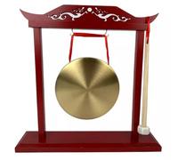 Gong Decorativo Vintage | Cerimoniale, Gong con Base in Legno, Compatto, Strumento Musicale, per Ufficio, Inaugurazioni, 18CM