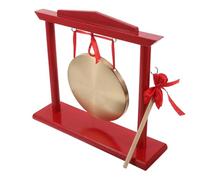 Gong di Apertura Attività in Ottone Rosso con Supporto | Bacchetta Inclusa, Design da Tavolo, Legno e Tessuto, per Eventi al Chiuso
