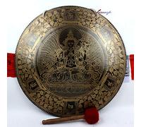 Gong tibetano curativo super sonoro intagliato Tara da 50 cm dal Nepal