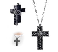 Gonggi Collana a forma di croce con scomparto segreto, ciondolo a forma di dieci personaggi stampati, gioielli fatti a mano, accessori per giochi di
