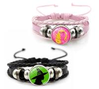 Gonggi Confezione da 2 braccialetti Elphaba Galinda, in pelle PU, regali merchandising per i fan malvagi, braccialetto dell'amicizia con corona e cappello da strega, per ragazze, donne, coppie, amiche