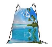 Gongjuy Bella borsa sportiva con disegno a corda isola nel mare, borsa da viaggio da spiaggia, adatta per nuoto, fitness, ravel, shopping, vacanze, bianco, Taglia unica
